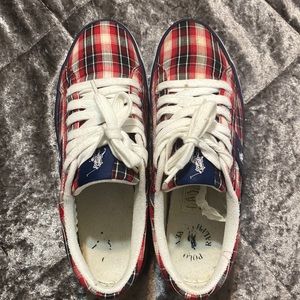 Polo Ralph Lauren navy/red checkered, wmns 8 boys grade school 6